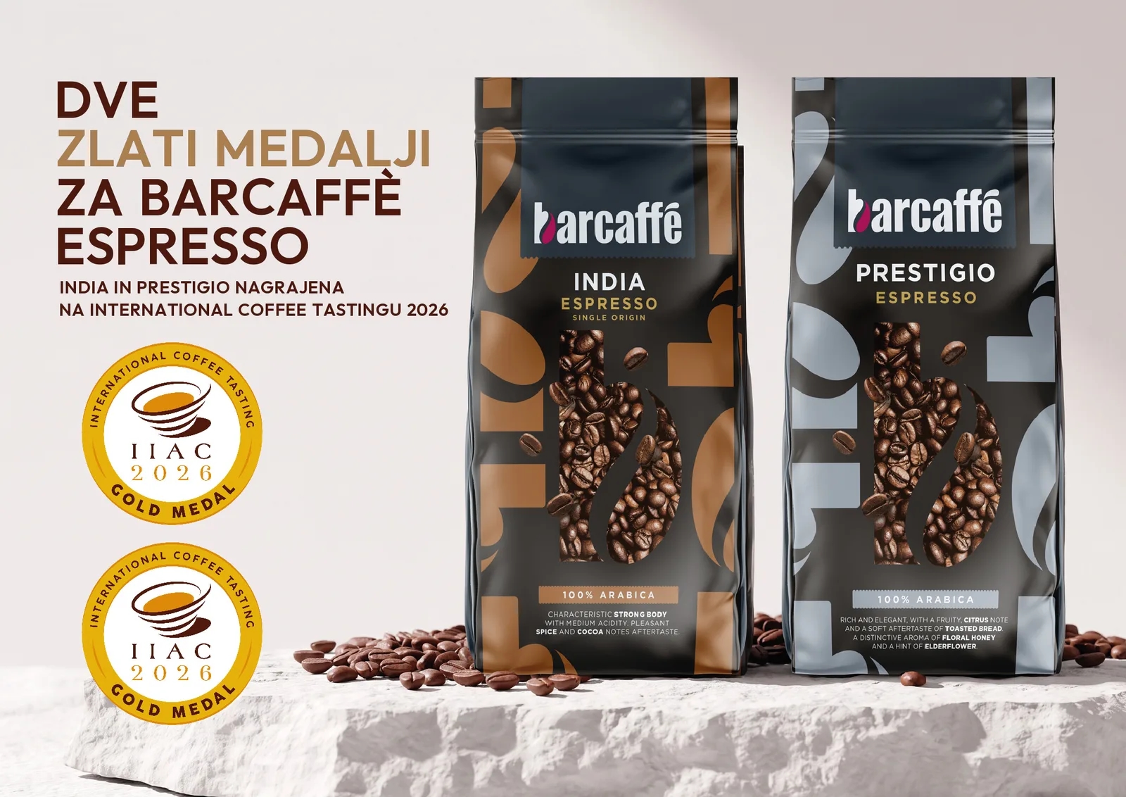 Dve zlati medalji za Barcaffè espresso