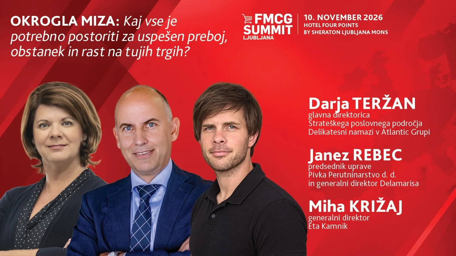 Udeleženci 1. okrogle mize na 6. FMCG Summit-u Ljubljana