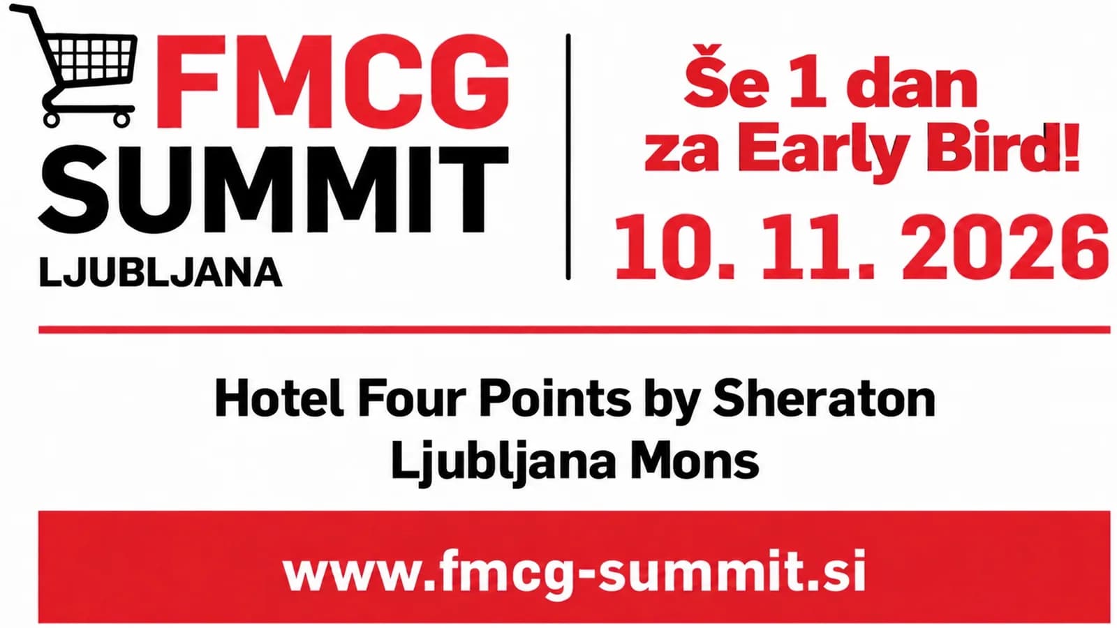 6. FMCG Summit INSTORE Ljubljana, 10. november 2026: Cenejše prijave samo še do petka, 9. oktobra